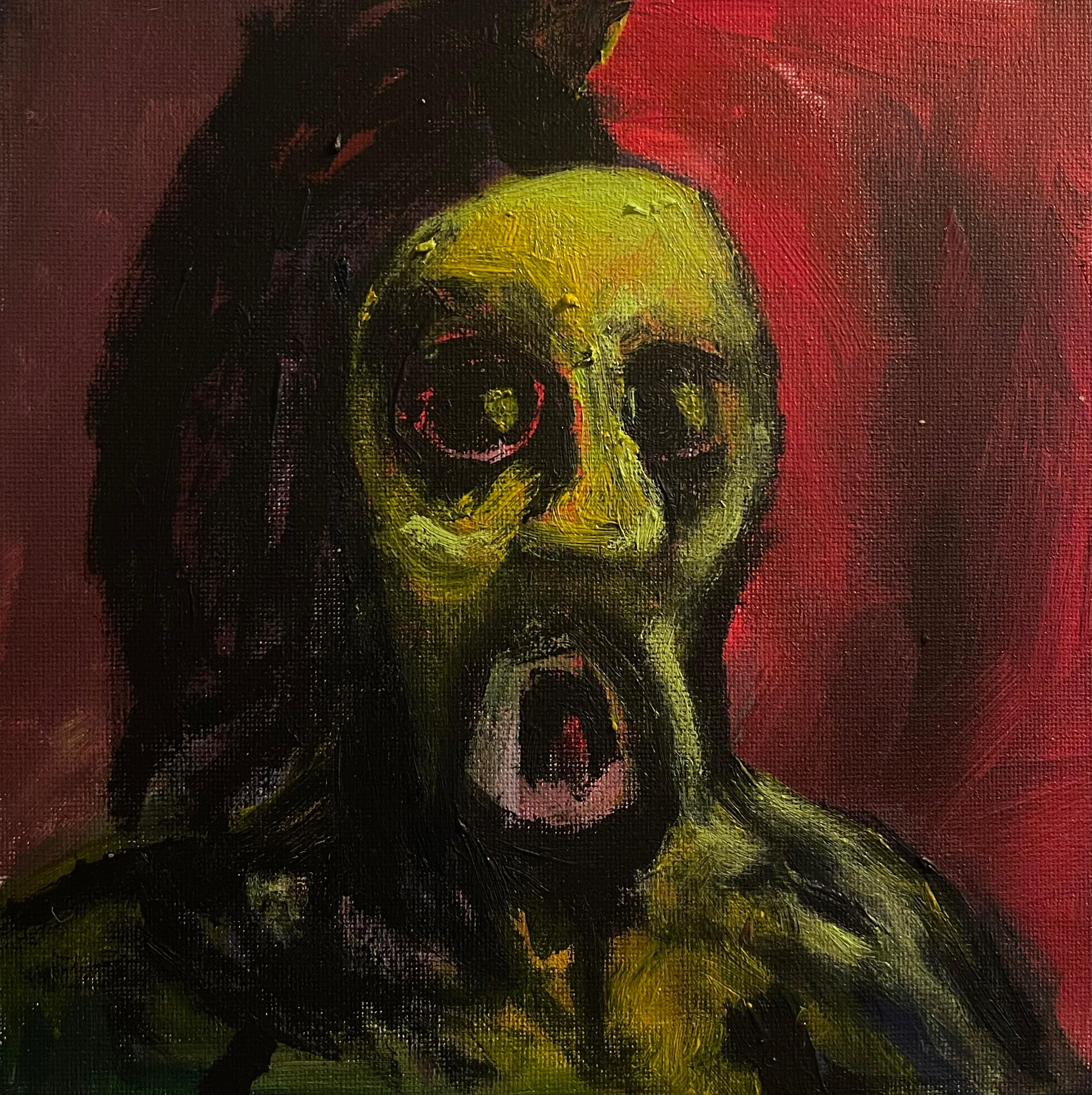 The Yellow Man, 8"x8" acrylic on canvas board, 2026
